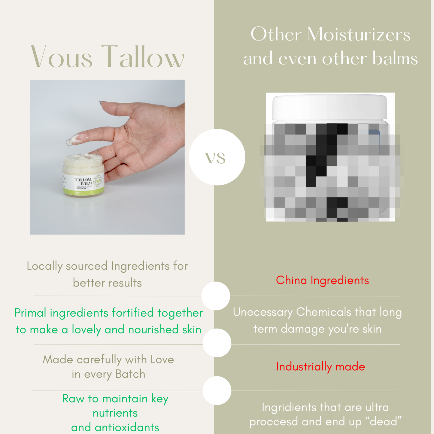 VOUS Tallow Balm – 100% Natural Moisturizer for Radiant & Healthy Skin